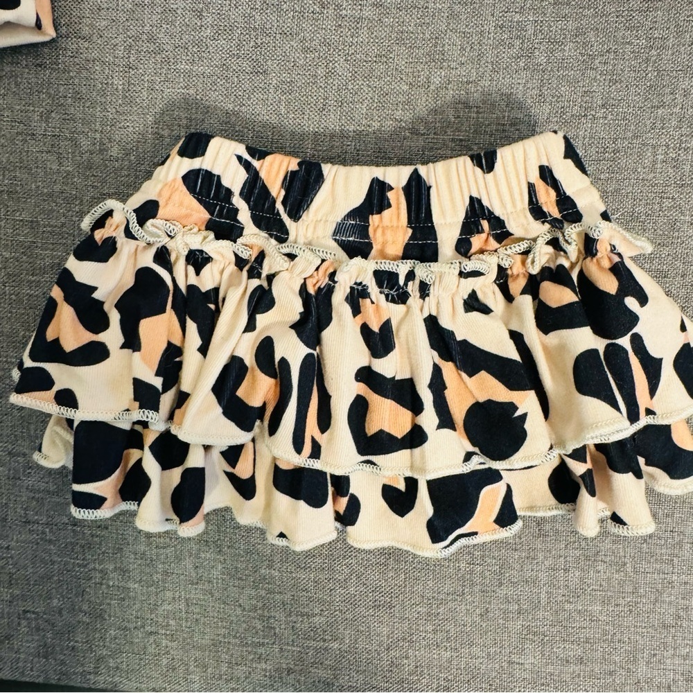 3 Piece Set: Animal Print Newborn Ruffle Skirt, Headband Bow & Beanie Hat New - Picture 5 of 5